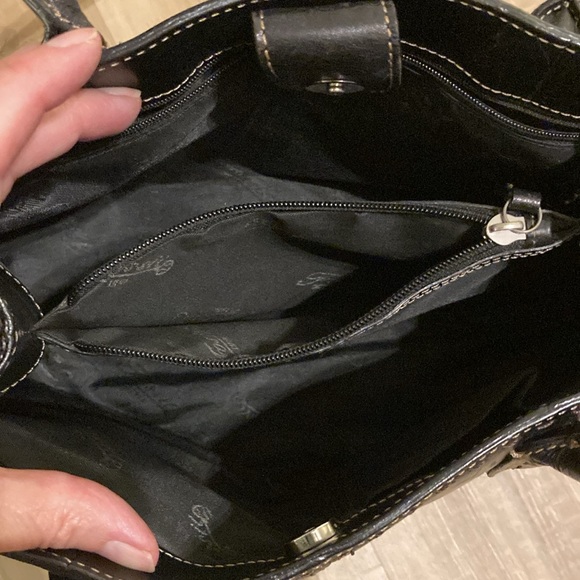 FOSSIL Black Leather Shoulder Purse Handbag - Picture 6 of 8